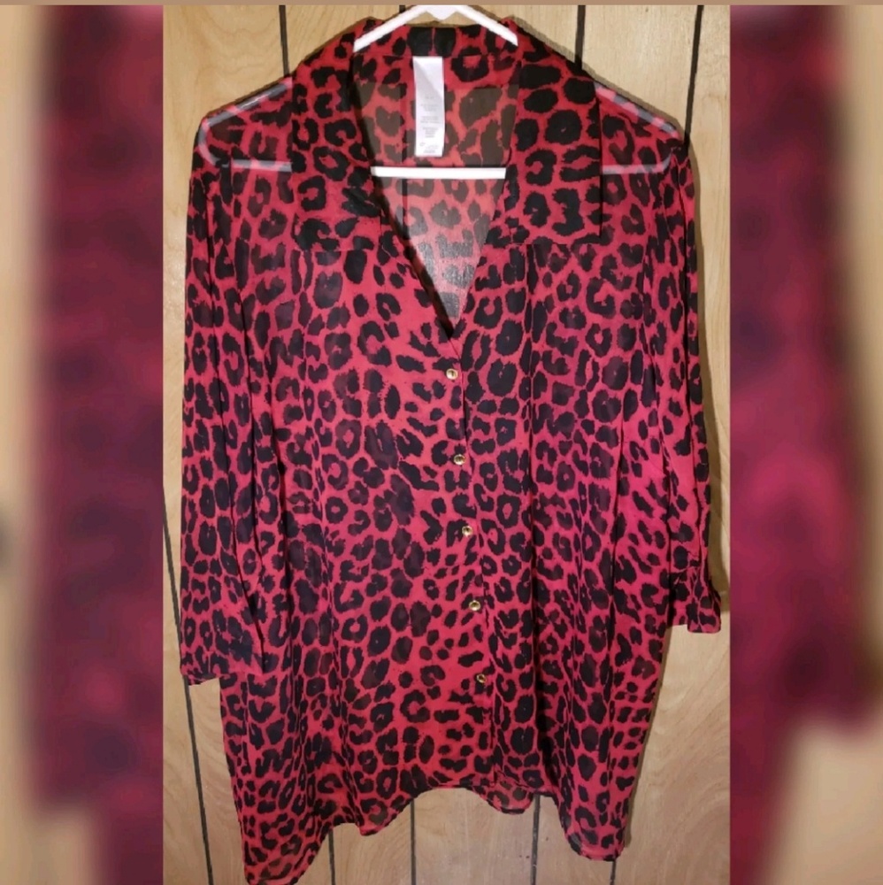 Animal Print Sheer Blouse